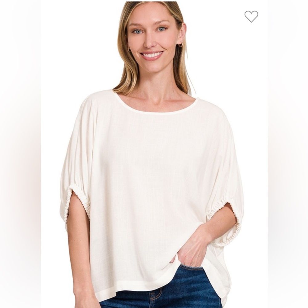 Relaxed Fit Boxy Top, Off White, Various Sizes